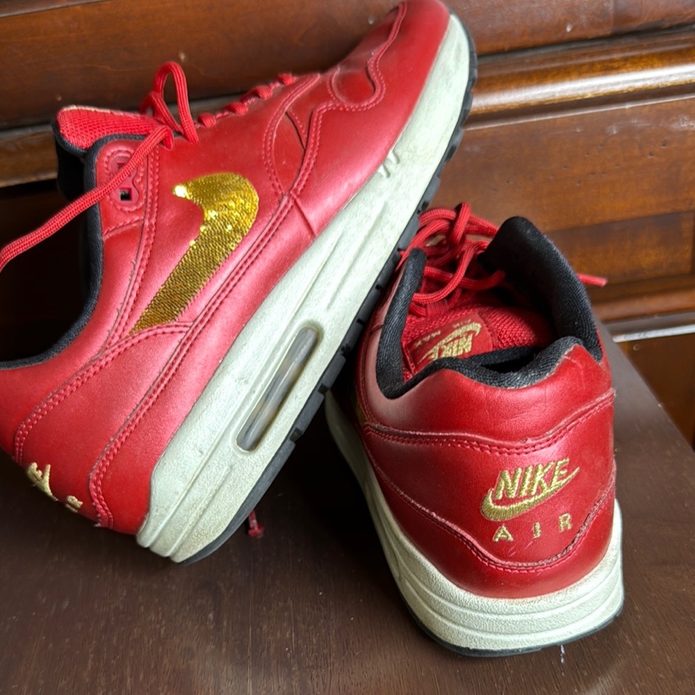 Nike Air Max Red with Gold Accents